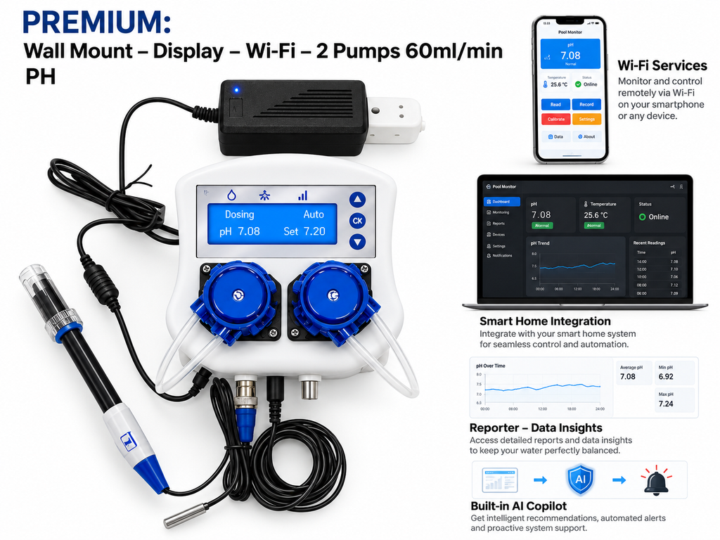 PREMIUM: Wi Fi Ph and Temperature Controller Dosing Controller Smart pH, ORP & Temperature Automation